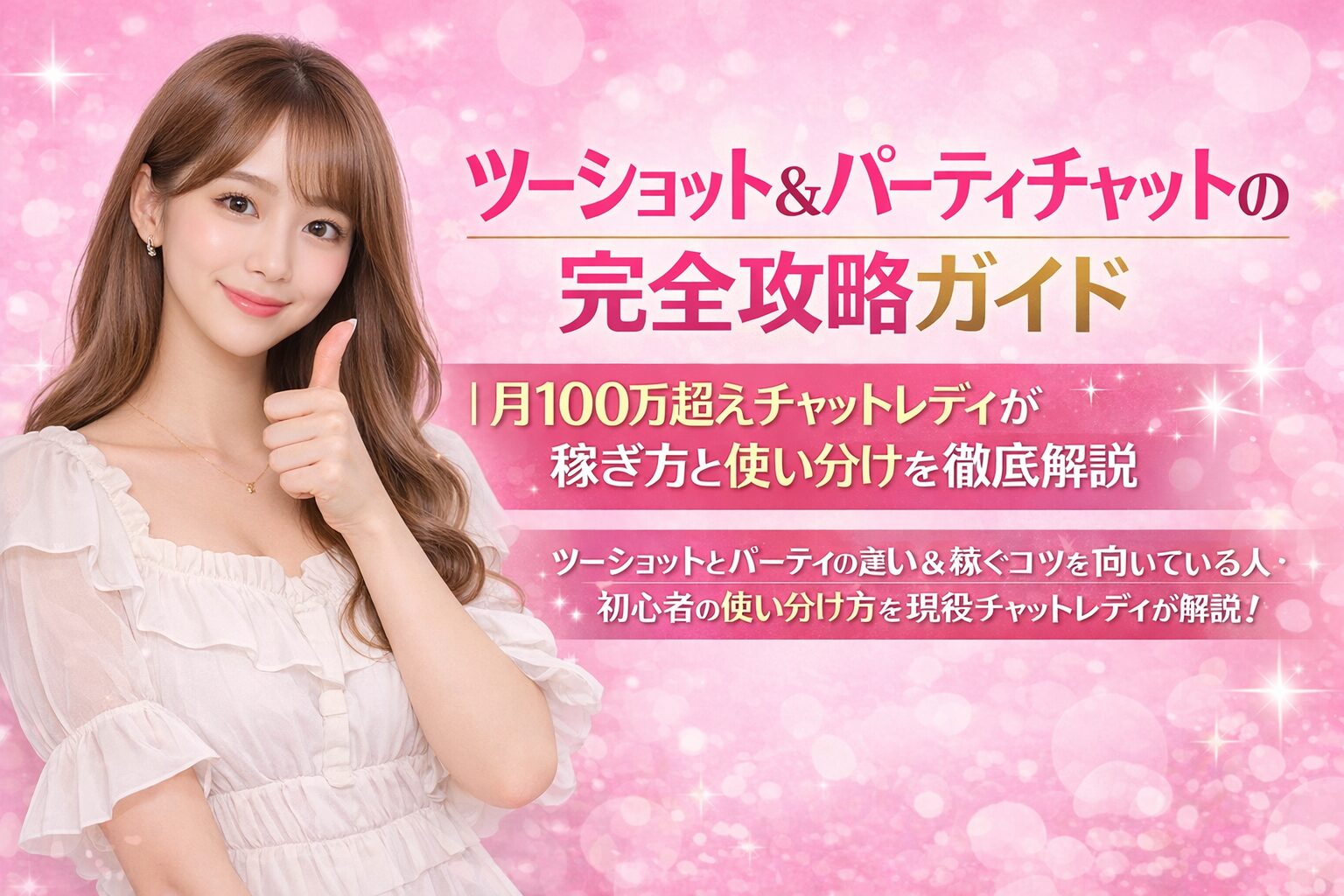 月100万円超の現役チャットレディ・クルミが、ツーショットとパーティチャットの稼ぎ方や使い分けを解説する完全攻略ガイドのアイキャッチ画像