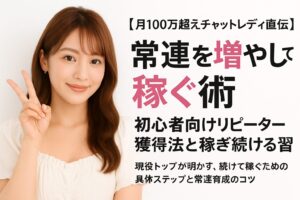月100万超の現役チャットレディのクルミが常連を増やす稼ぎ方を解説するコラム用アイキャッチ画像。